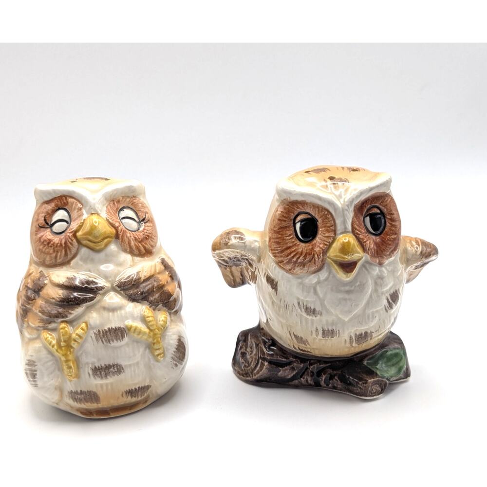 OTAGIRI Mary Ann Baker Owl Salt Pepper Shakers Ceramic Japan Vintage Set